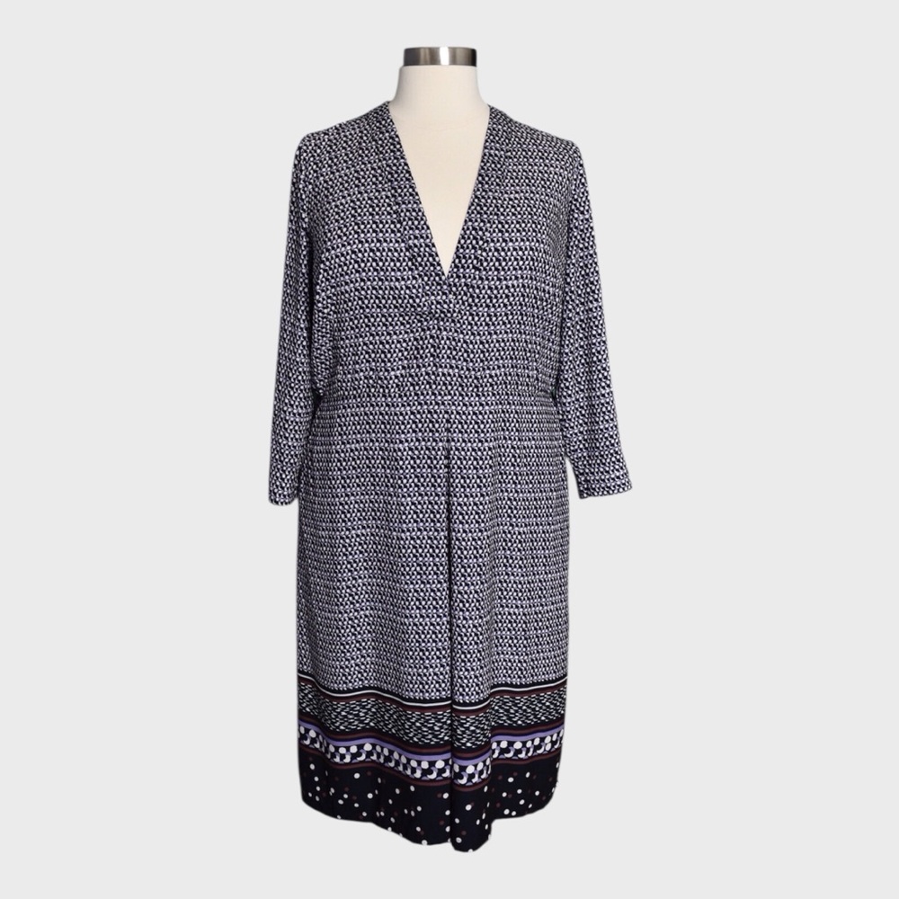 Eloquii V-Neck Geometric Print‎ Midi Dress